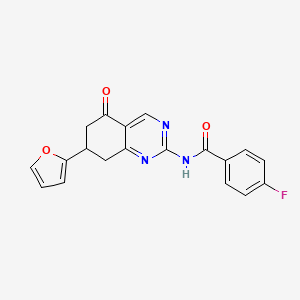 molecular formula C19H14FN3O3 B4239730 4-fluoro-N-[7-(2-furyl)-5-oxo-5,6,7,8-tetrahydro-2-quinazolinyl]benzamide 