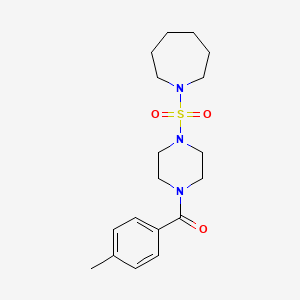 molecular formula C18H27N3O3S B4239773 1-{[4-(4-methylbenzoyl)-1-piperazinyl]sulfonyl}azepane 