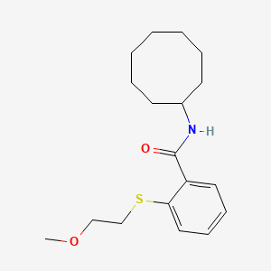 molecular formula C18H27NO2S B4239781 N-cyclooctyl-2-[(2-methoxyethyl)thio]benzamide 