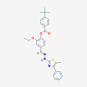 molecular formula C30H31N3O3S B423982 2-ethoxy-4-{(E)-[2-(5-methyl-4-phenyl-1,3-thiazol-2-yl)hydrazinylidene]methyl}phenyl 4-tert-butylbenzoate 