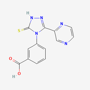 molecular formula C13H9N5O2S B4239825 3-[3-mercapto-5-(2-pyrazinyl)-4H-1,2,4-triazol-4-yl]benzoic acid 