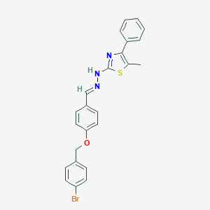 molecular formula C24H20BrN3OS B423988 4-[(4-Bromobenzyl)oxy]benzaldehyde (5-methyl-4-phenyl-1,3-thiazol-2-yl)hydrazone 