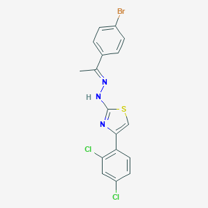 molecular formula C17H12BrCl2N3S B423989 2-{(2E)-2-[1-(4-bromophenyl)ethylidene]hydrazinyl}-4-(2,4-dichlorophenyl)-1,3-thiazole 