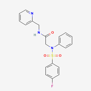 molecular formula C20H18FN3O3S B4239902 N~2~-[(4-fluorophenyl)sulfonyl]-N~2~-phenyl-N~1~-(2-pyridinylmethyl)glycinamide 