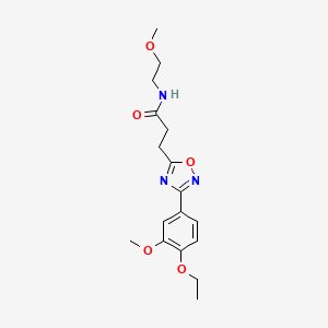 molecular formula C17H23N3O5 B4239907 3-[3-(4-ethoxy-3-methoxyphenyl)-1,2,4-oxadiazol-5-yl]-N-(2-methoxyethyl)propanamide 