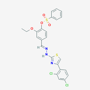 molecular formula C24H19Cl2N3O4S2 B423991 4-{2-[4-(2,4-Dichlorophenyl)-1,3-thiazol-2-yl]carbohydrazonoyl}-2-ethoxyphenyl benzenesulfonate CAS No. 508184-54-1