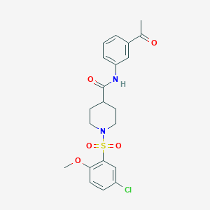 molecular formula C21H23ClN2O5S B4239927 N-(3-acetylphenyl)-1-[(5-chloro-2-methoxyphenyl)sulfonyl]-4-piperidinecarboxamide 