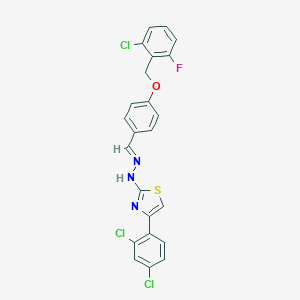 molecular formula C23H15Cl3FN3OS B423993 4-[(2-Chloro-6-fluorobenzyl)oxy]benzaldehyde [4-(2,4-dichlorophenyl)-1,3-thiazol-2-yl]hydrazone 