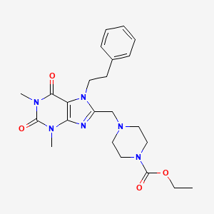 molecular formula C23H30N6O4 B4239931 ethyl 4-{[1,3-dimethyl-2,6-dioxo-7-(2-phenylethyl)-2,3,6,7-tetrahydro-1H-purin-8-yl]methyl}-1-piperazinecarboxylate 