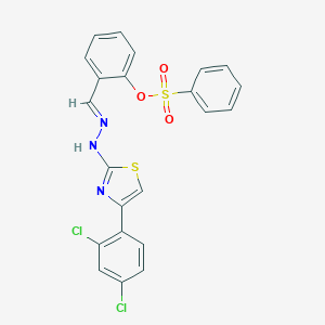 2-[(E)-{2-[4-(2,4-dichlorophenyl)-1,3-thiazol-2-yl]hydrazinylidene}methyl]phenyl benzenesulfonate