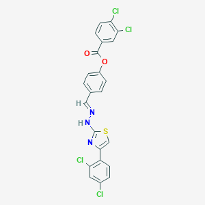 molecular formula C23H13Cl4N3O2S B423995 4-{2-[4-(2,4-Dichlorophenyl)-1,3-thiazol-2-yl]carbohydrazonoyl}phenyl 3,4-dichlorobenzoate CAS No. 508184-50-7