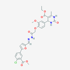 molecular formula C30H29ClN4O9 B423996 ethyl 4-[4-[2-[(2E)-2-[[5-(4-chloro-3-methoxycarbonylphenyl)furan-2-yl]methylidene]hydrazinyl]-2-oxoethoxy]-3-methoxyphenyl]-6-methyl-2-oxo-3,4-dihydro-1H-pyrimidine-5-carboxylate 