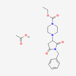 molecular formula C20H27N3O6 B4239970 ethyl 4-(1-benzyl-2,5-dioxo-3-pyrrolidinyl)-1-piperazinecarboxylate acetate 