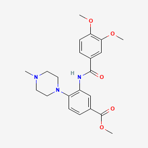 molecular formula C22H27N3O5 B4239990 methyl 3-[(3,4-dimethoxybenzoyl)amino]-4-(4-methyl-1-piperazinyl)benzoate 