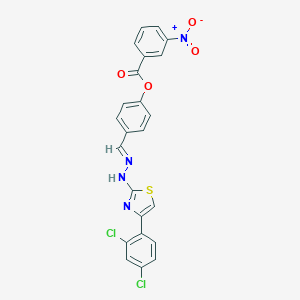 molecular formula C23H14Cl2N4O4S B424000 4-[(E)-{2-[4-(2,4-dichlorophenyl)-1,3-thiazol-2-yl]hydrazinylidene}methyl]phenyl 3-nitrobenzoate 