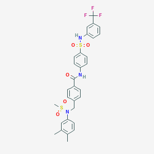 molecular formula C30H28F3N3O5S2 B424001 4-{[3,4-dimethyl(methylsulfonyl)anilino]methyl}-N-(4-{[3-(trifluoromethyl)anilino]sulfonyl}phenyl)benzamide 