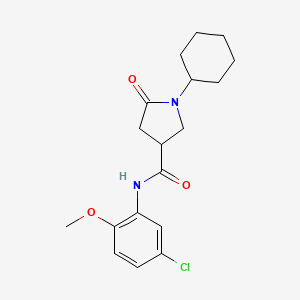 molecular formula C18H23ClN2O3 B4240024 N-(5-chloro-2-methoxyphenyl)-1-cyclohexyl-5-oxo-3-pyrrolidinecarboxamide 
