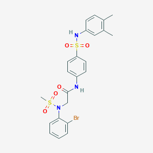 molecular formula C23H24BrN3O5S2 B424003 2-[2-bromo(methylsulfonyl)anilino]-N-{4-[(3,4-dimethylanilino)sulfonyl]phenyl}acetamide 