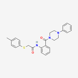 molecular formula C26H27N3O2S B4240033 2-[(4-methylphenyl)thio]-N-{2-[(4-phenyl-1-piperazinyl)carbonyl]phenyl}acetamide 
