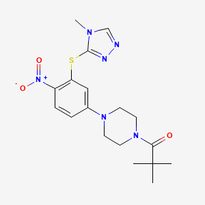 molecular formula C18H24N6O3S B4240035 1-(2,2-dimethylpropanoyl)-4-{3-[(4-methyl-4H-1,2,4-triazol-3-yl)thio]-4-nitrophenyl}piperazine 