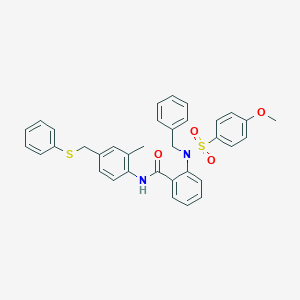 molecular formula C35H32N2O4S2 B424005 2-{benzyl[(4-methoxyphenyl)sulfonyl]amino}-N-{2-methyl-4-[(phenylsulfanyl)methyl]phenyl}benzamide 