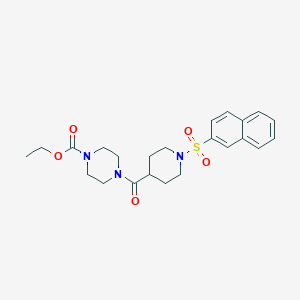 molecular formula C23H29N3O5S B4240052 ethyl 4-{[1-(2-naphthylsulfonyl)-4-piperidinyl]carbonyl}-1-piperazinecarboxylate 