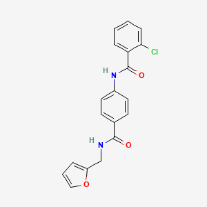 molecular formula C19H15ClN2O3 B4240063 2-chloro-N-(4-{[(2-furylmethyl)amino]carbonyl}phenyl)benzamide 