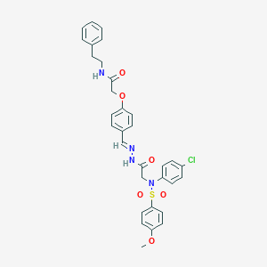 molecular formula C32H31ClN4O6S B424007 2-(4-{(E)-[2-({(4-chlorophenyl)[(4-methoxyphenyl)sulfonyl]amino}acetyl)hydrazinylidene]methyl}phenoxy)-N-(2-phenylethyl)acetamide (non-preferred name) 