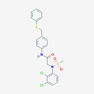 molecular formula C22H20Cl2N2O3S2 B424011 2-[2,3-dichloro(methylsulfonyl)anilino]-N-{4-[(phenylsulfanyl)methyl]phenyl}acetamide 