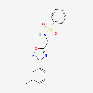 molecular formula C16H15N3O3S B4240134 N-{[3-(3-methylphenyl)-1,2,4-oxadiazol-5-yl]methyl}benzenesulfonamide 