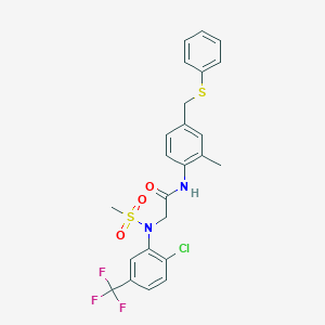 2-[2-chloro(methylsulfonyl)-5-(trifluoromethyl)anilino]-N-{2-methyl-4-[(phenylsulfanyl)methyl]phenyl}acetamide