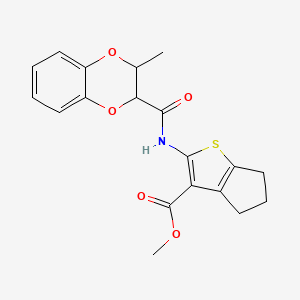 molecular formula C19H19NO5S B4240168 methyl 2-{[(3-methyl-2,3-dihydro-1,4-benzodioxin-2-yl)carbonyl]amino}-5,6-dihydro-4H-cyclopenta[b]thiophene-3-carboxylate 