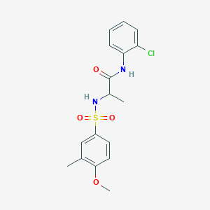 molecular formula C17H19ClN2O4S B4240169 N~1~-(2-chlorophenyl)-N~2~-[(4-methoxy-3-methylphenyl)sulfonyl]alaninamide 