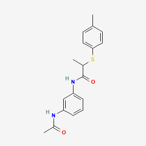 molecular formula C18H20N2O2S B4240181 N-[3-(acetylamino)phenyl]-2-[(4-methylphenyl)thio]propanamide 