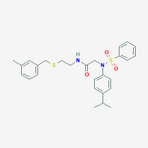 molecular formula C27H32N2O3S2 B424019 2-[4-isopropyl(phenylsulfonyl)anilino]-N-{2-[(3-methylbenzyl)sulfanyl]ethyl}acetamide 