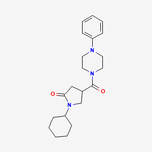 molecular formula C21H29N3O2 B4240210 1-cyclohexyl-4-[(4-phenyl-1-piperazinyl)carbonyl]-2-pyrrolidinone 