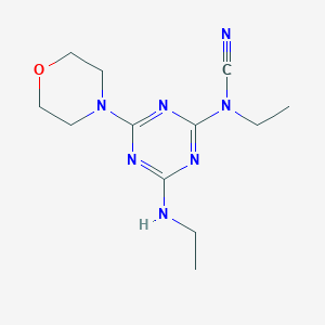 molecular formula C12H19N7O B4240220 ethyl[4-(ethylamino)-6-(4-morpholinyl)-1,3,5-triazin-2-yl]cyanamide 