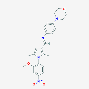 molecular formula C24H26N4O4 B424023 N-{(E)-[1-(2-methoxy-4-nitrophenyl)-2,5-dimethyl-1H-pyrrol-3-yl]methylidene}-4-(morpholin-4-yl)aniline 