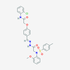 molecular formula C31H29ClN4O6S B424024 N-[(E)-[4-[2-(2-chloroanilino)-2-oxoethoxy]phenyl]methylideneamino]-2-(2-methoxy-N-(4-methylphenyl)sulfonylanilino)acetamide 
