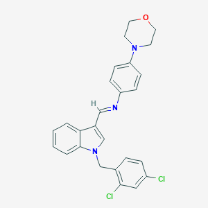 molecular formula C26H23Cl2N3O B424026 N-{(E)-[1-(2,4-dichlorobenzyl)-1H-indol-3-yl]methylidene}-4-(morpholin-4-yl)aniline 