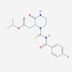 molecular formula C17H20FN3O4S B4240266 isopropyl (1-{[(4-fluorobenzoyl)amino]carbonothioyl}-3-oxo-2-piperazinyl)acetate 