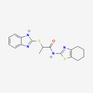 molecular formula C17H18N4OS2 B4240329 2-(1H-benzimidazol-2-ylthio)-N-(4,5,6,7-tetrahydro-1,3-benzothiazol-2-yl)propanamide 