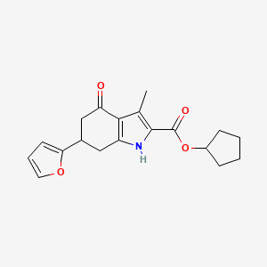 molecular formula C19H21NO4 B4240342 cyclopentyl 6-(2-furyl)-3-methyl-4-oxo-4,5,6,7-tetrahydro-1H-indole-2-carboxylate 