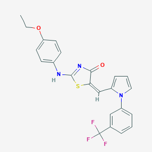 molecular formula C23H18F3N3O2S B424038 (5E)-2-(4-ethoxyanilino)-5-[[1-[3-(trifluoromethyl)phenyl]pyrrol-2-yl]methylidene]-1,3-thiazol-4-one 
