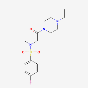 molecular formula C16H24FN3O3S B4240384 N-ethyl-N-[2-(4-ethyl-1-piperazinyl)-2-oxoethyl]-4-fluorobenzenesulfonamide CAS No. 838876-62-3