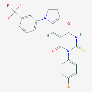 (5E)-1-(4-bromophenyl)-2-thioxo-5-({1-[3-(trifluoromethyl)phenyl]-1H-pyrrol-2-yl}methylidene)dihydropyrimidine-4,6(1H,5H)-dione
