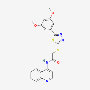 molecular formula C21H18N4O3S2 B4240426 2-{[5-(3,5-dimethoxyphenyl)-1,3,4-thiadiazol-2-yl]thio}-N-4-quinolinylacetamide 