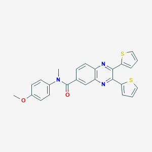molecular formula C25H19N3O2S2 B424046 N-(4-methoxyphenyl)-N-methyl-2,3-di(2-thienyl)-6-quinoxalinecarboxamide 