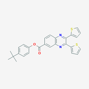 molecular formula C27H22N2O2S2 B424049 4-Tert-butylphenyl 2,3-di(2-thienyl)-6-quinoxalinecarboxylate 
