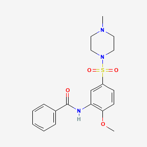 molecular formula C19H23N3O4S B4240507 N-{2-methoxy-5-[(4-methylpiperazin-1-yl)sulfonyl]phenyl}benzamide 